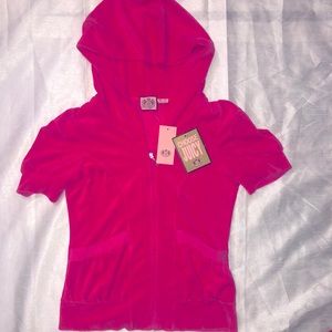 NWT Juicy Couture vintage Terry cloth zip front short sleeve top size M